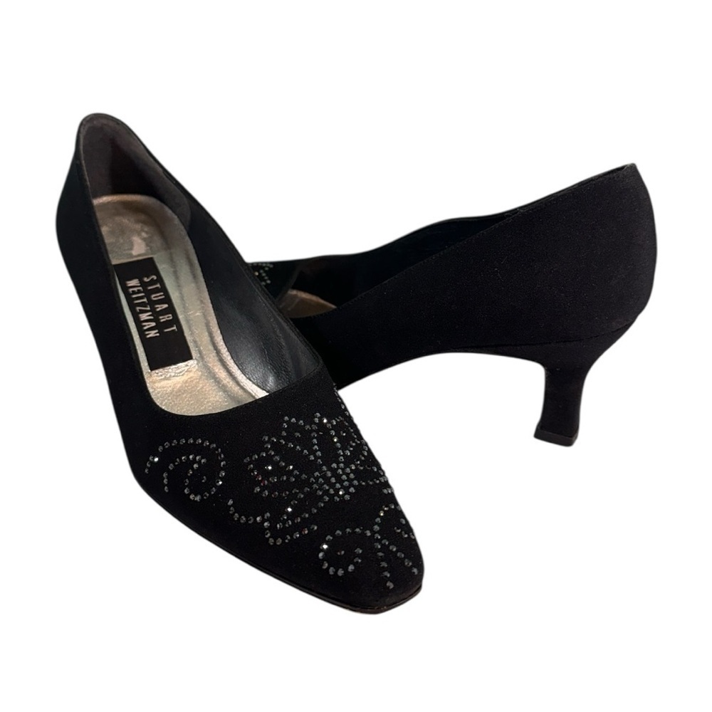 Stuart Weitzman Black Heels with Sparkling Details